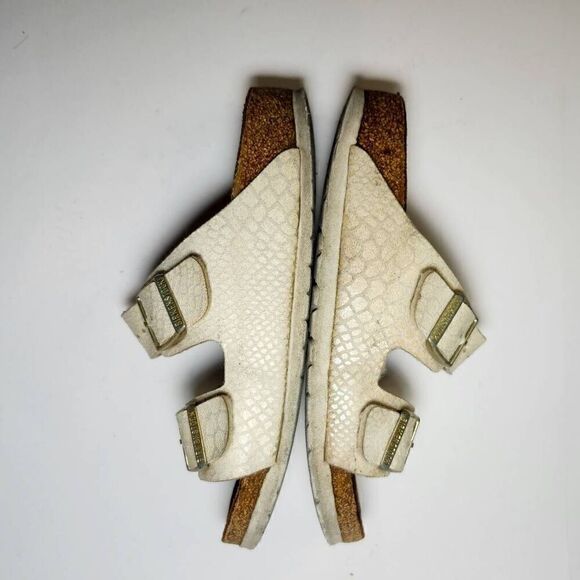 Birkenstock Arizona Shiny Python Snake Eggshell Iridescent Sandals Women 38 US 7 - Picture 3 of 6